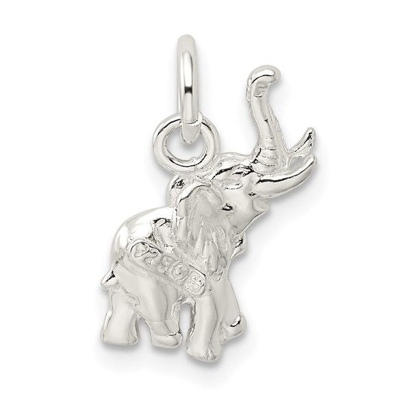 925 Sterling Silver Elephant Necklace Charm Pendant - Picture 3 of 4